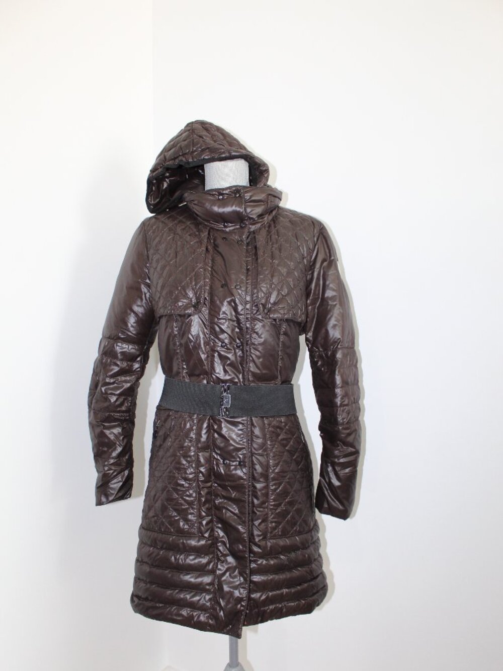 Moncler Carson Belted Down Hooded Jacket Puffer Coat Quilted Moncler SZ 3 M